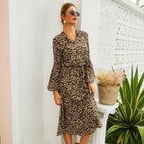 Leopard Printed Long Sleeve Autumn Winter Dress