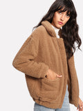 Dual Pocket Faux Fur Teddy Jacket