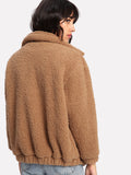 Dual Pocket Faux Fur Teddy Jacket