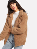 Dual Pocket Faux Fur Teddy Jacket