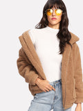 Dual Pocket Faux Fur Teddy Jacket