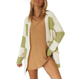 Hit Color Striped Long Sleeve Sweater Coat