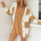 Hit Color Striped Long Sleeve Sweater Coat