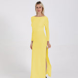JÎRRA open back split long sleeve and floor dress