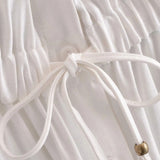Casual White Cotton Dress Pockets Women Off Shoulder Long Sleeve