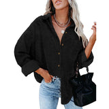 Womens Corduroy Button Down Shirts Boyfriend Long Sleeve Oversized