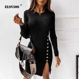 Women Split Buttons Dress