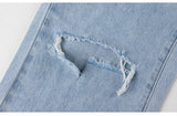Womens Loose Fit Jeans 2021 Ripped Wide Leg For Women High Waist Blue Wash Casual Cotton Denim Trousers Summer Baggy Jean Pants